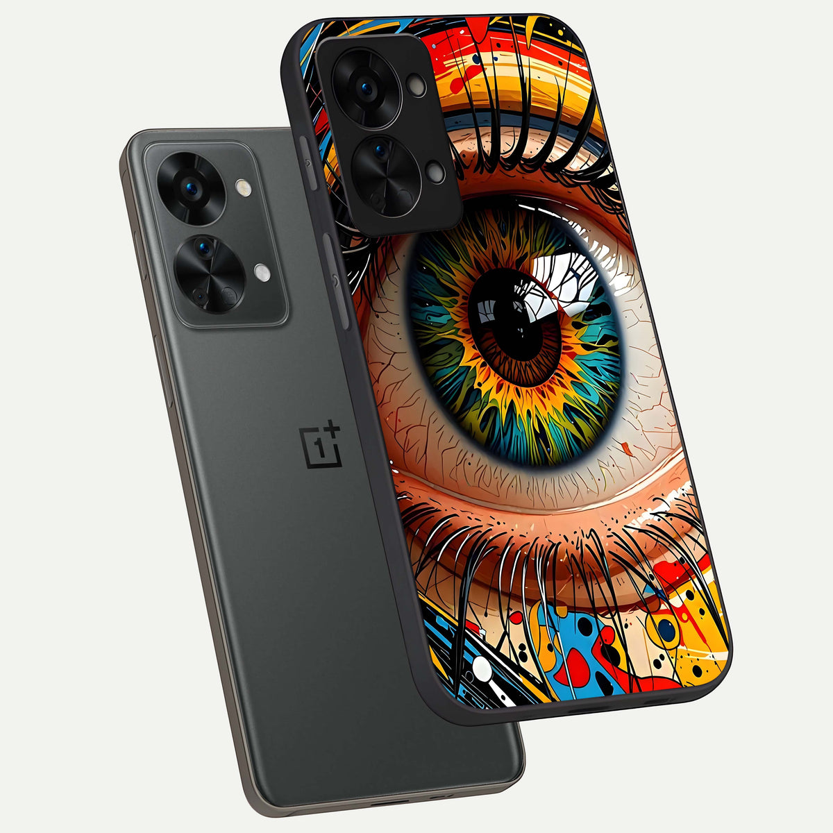  Colorful Eye phone case For OnePlus Nord 2T showing premium glass back cover with detailed artwork