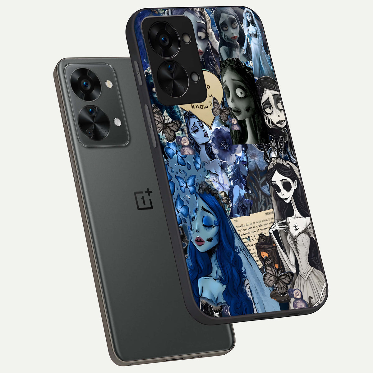  Corpse Bride Posters phone case For OnePlus Nord 2T showing premium glass back cover with detailed artwork