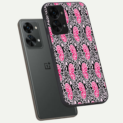  Crimson Paisley Charm phone case For OnePlus Nord 2T showing premium glass back cover with detailed artwork