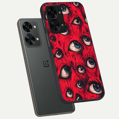  Crimson Watch Eyes phone case For OnePlus Nord 2T showing premium glass back cover with detailed artwork