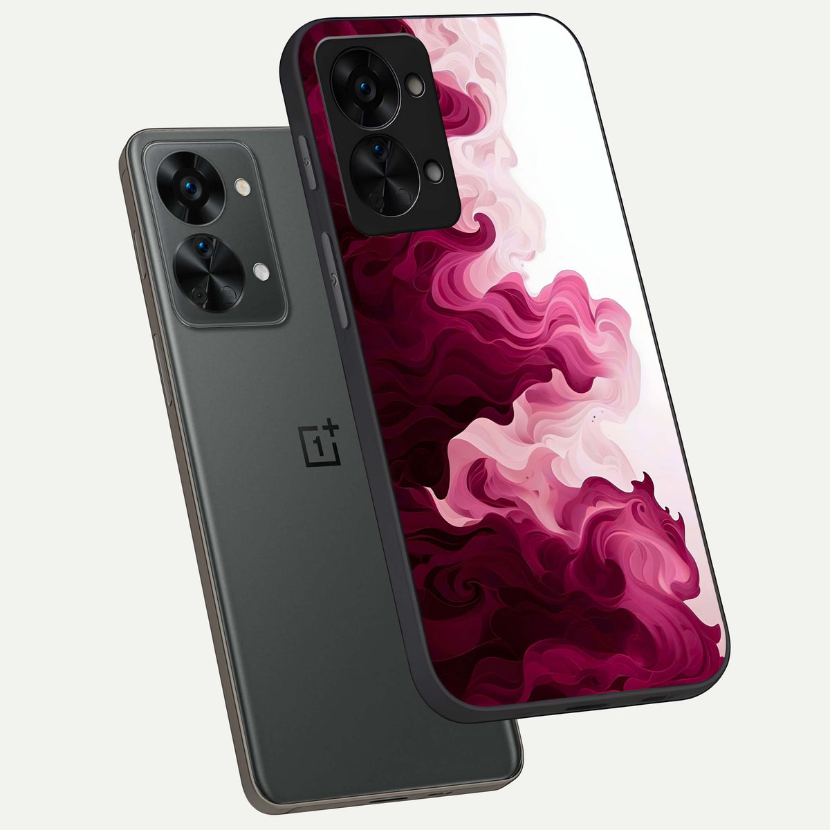  Crimson Wave Flow phone case For OnePlus Nord 2T showing premium glass back cover with detailed artwork