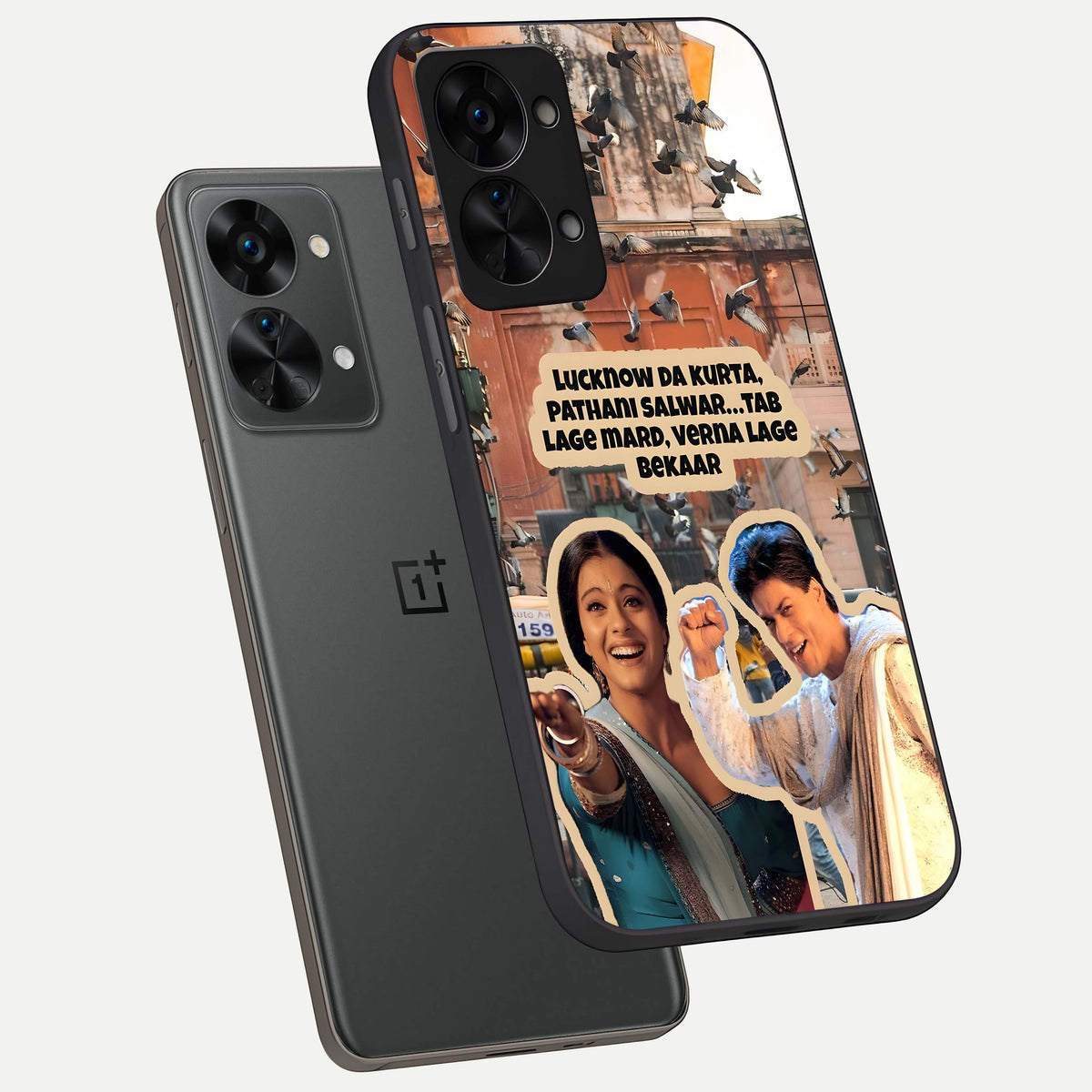  Desi Retro Vibes phone case For OnePlus Nord 2T showing premium glass back cover with detailed artwork