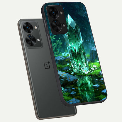  Emerald Light Crystal phone case For OnePlus Nord 2T showing premium glass back cover with detailed artwork