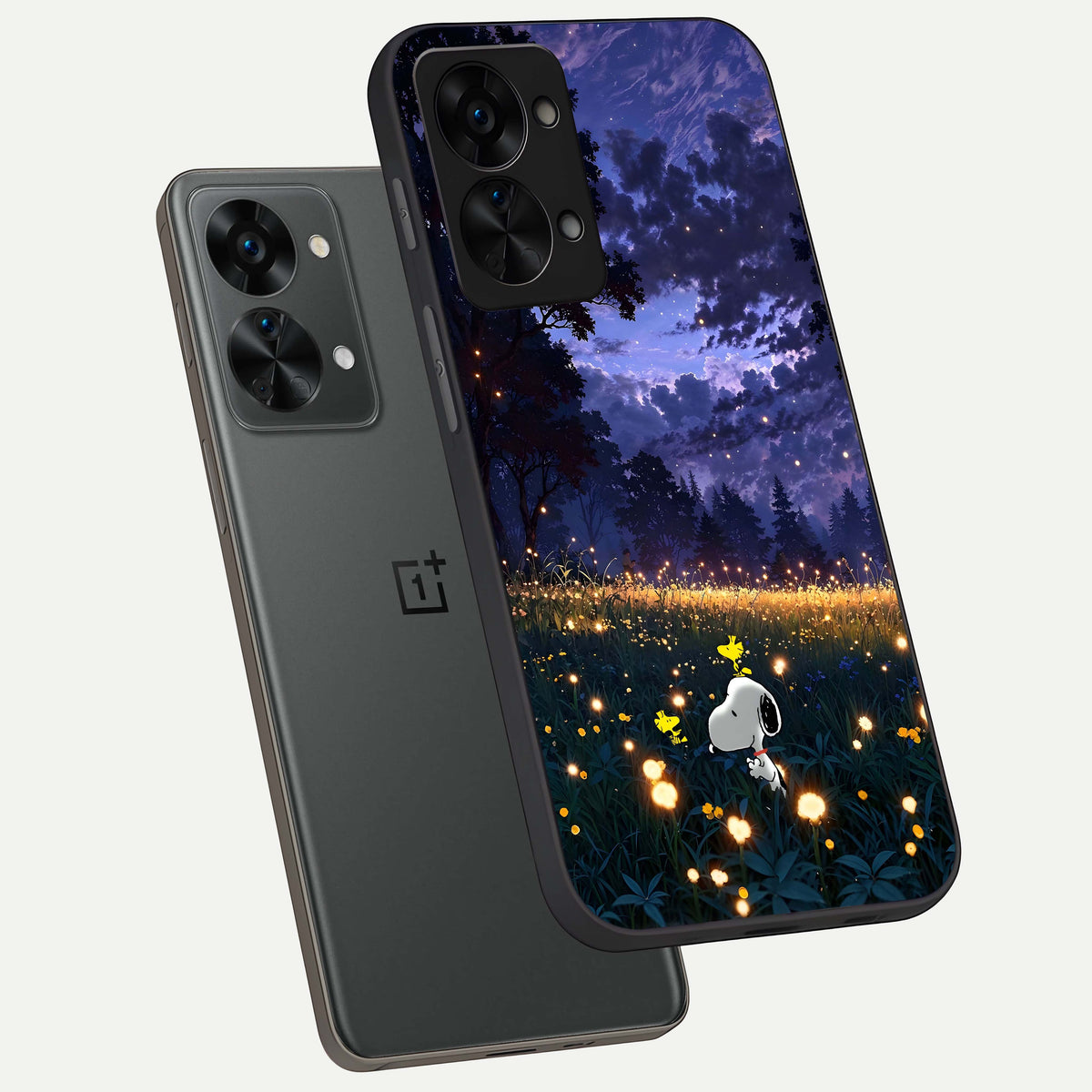  Firefly Meadow Magic phone case For OnePlus Nord 2T showing premium glass back cover with detailed artwork