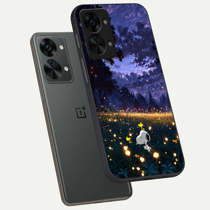  Firefly Meadow Magic phone case For OnePlus Nord 2T showing premium glass back cover with detailed artwork