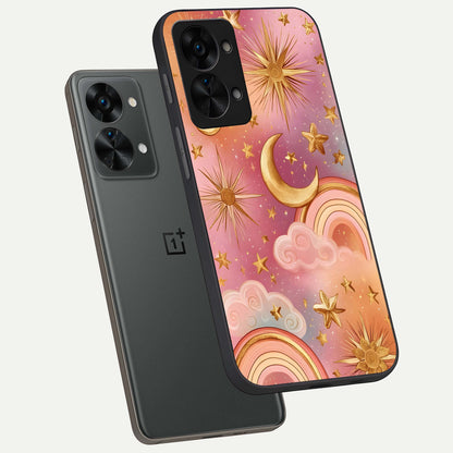  Golden Celestial Dreams phone case For OnePlus Nord 2T showing premium glass back cover with detailed artwork