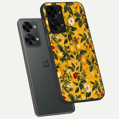  Golden Lemon Field phone case For OnePlus Nord 2T showing premium glass back cover with detailed artwork