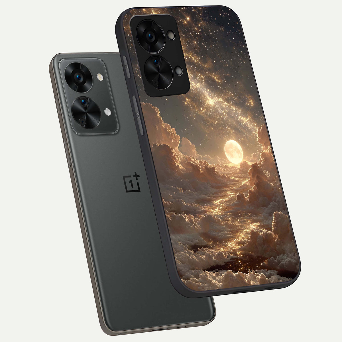 Golden Sky Dream phone case For OnePlus Nord 2T showing premium glass back cover with detailed artwork