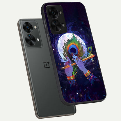  Krishna Hands Art phone case For OnePlus Nord 2T showing premium glass back cover with detailed artwork