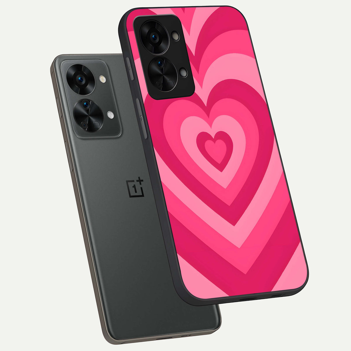  Layered Love Hearts phone case For OnePlus Nord 2T showing premium glass back cover with detailed artwork