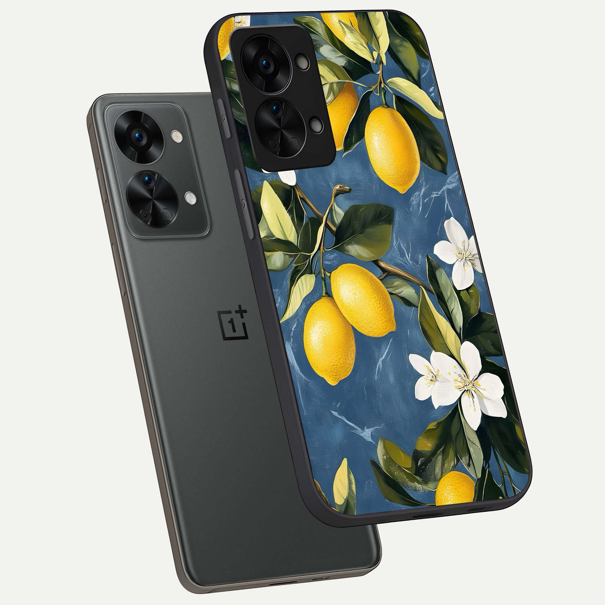  Lemon Dream Garden phone case For OnePlus Nord 2T showing premium glass back cover with detailed artwork