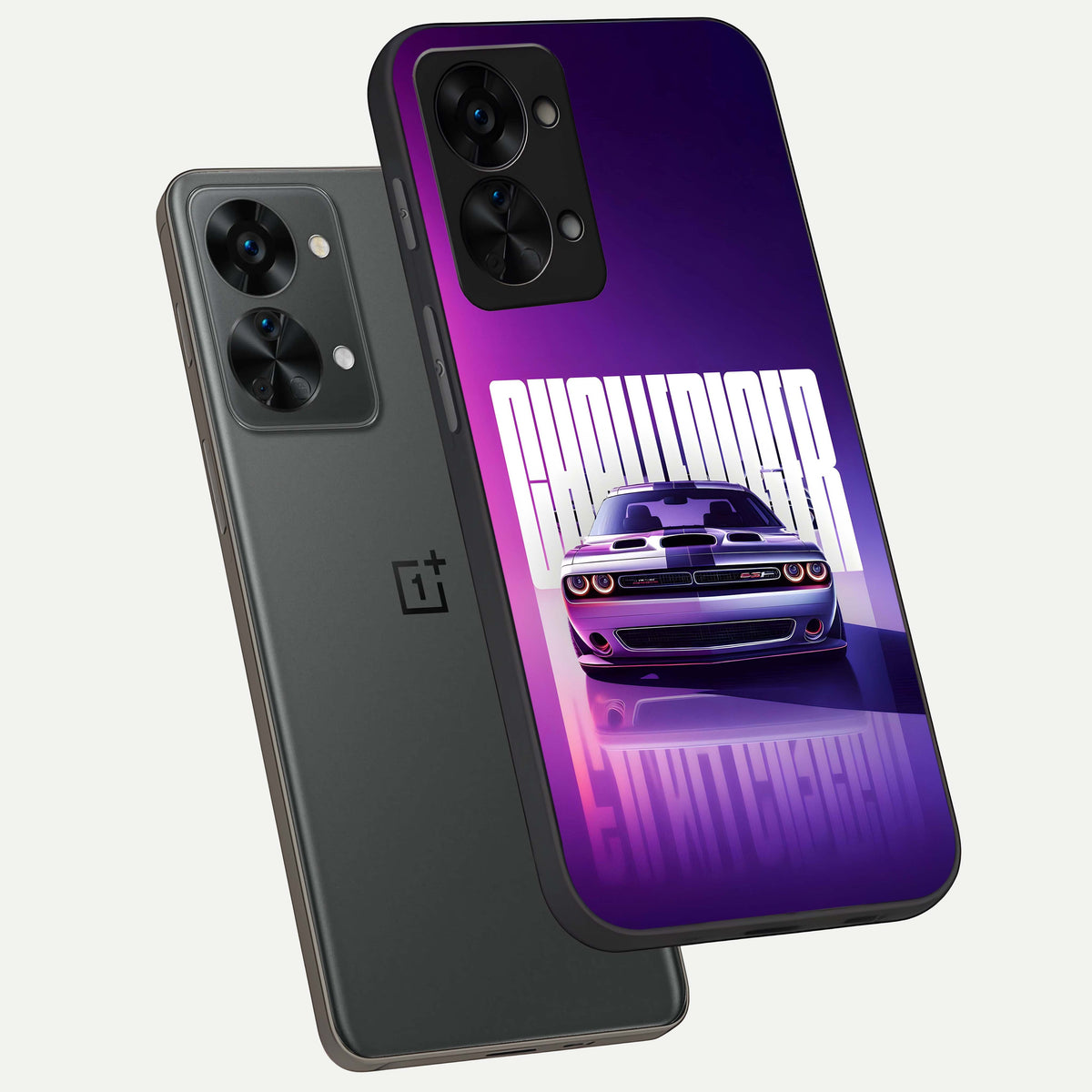  Midnight Muscle Ride phone case For OnePlus Nord 2T showing premium glass back cover with detailed artwork
