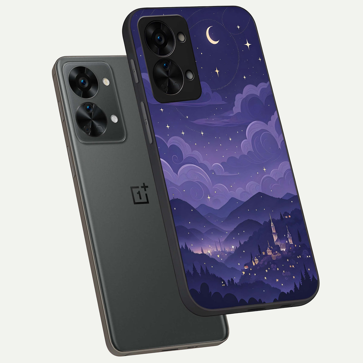  Minimal Night View phone case For OnePlus Nord 2T showing premium glass back cover with detailed artwork