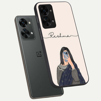  Mirror Mood Muse With Custom Name phone case For OnePlus Nord 2T showing premium glass back cover with detailed artwork