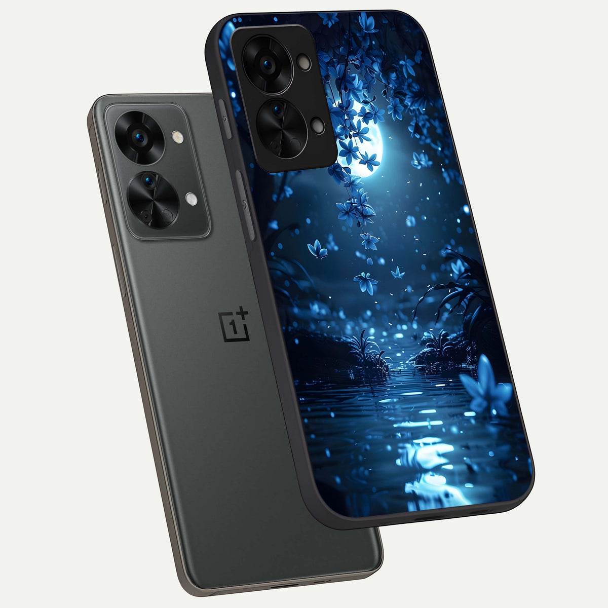  Moonlight Petal Dream phone case For OnePlus Nord 2T showing premium glass back cover with detailed artwork