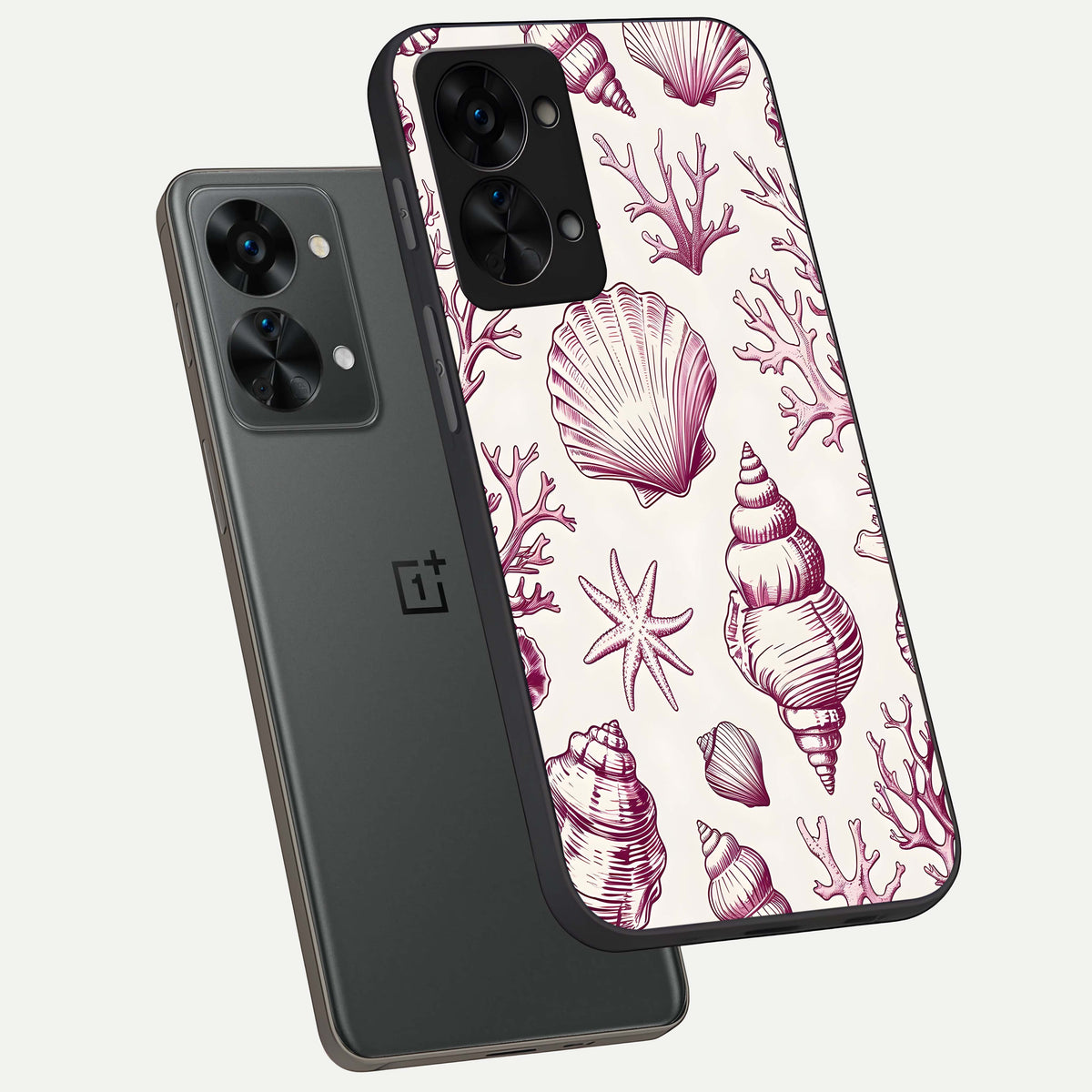  Pink Power Sparks phone case For OnePlus Nord 2T showing premium glass back cover with detailed artwork