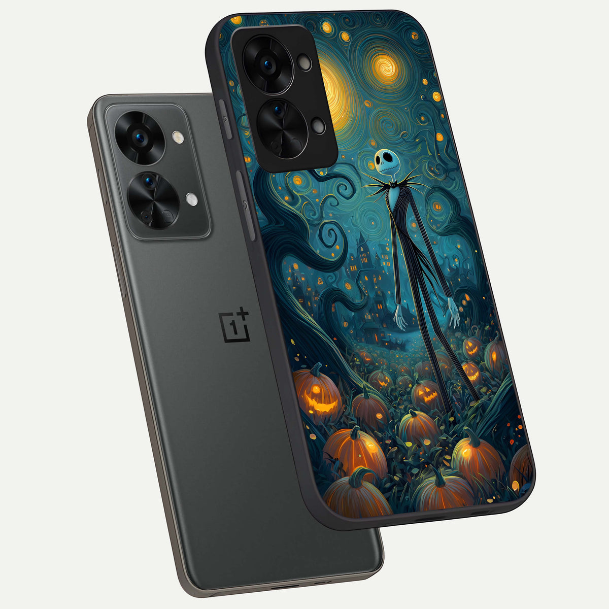  Pumpkin Moonlight Tale phone case For OnePlus Nord 2T showing premium glass back cover with detailed artwork