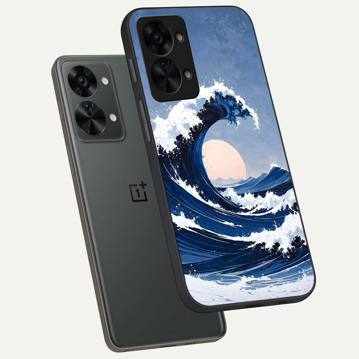  Rising Tide Power phone case For OnePlus Nord 2T showing premium glass back cover with detailed artwork