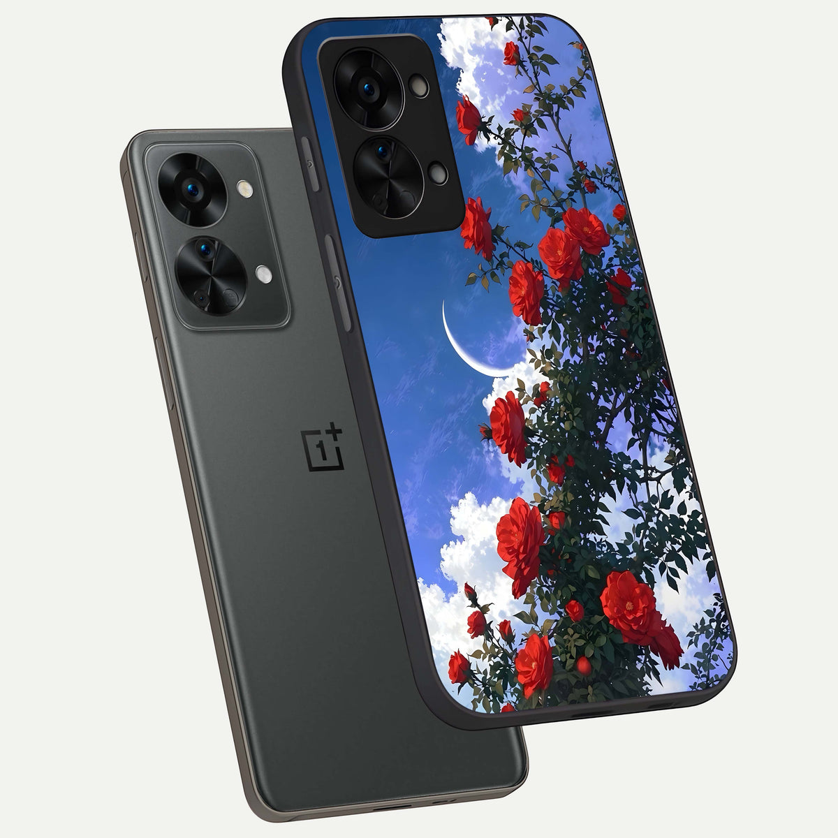 Rose Drift Flowers phone case For OnePlus Nord 2T showing premium glass back cover with detailed artwork