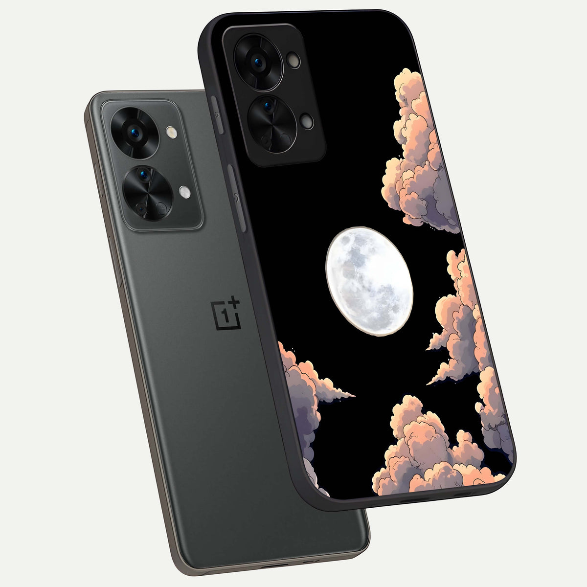  Shade Cloud Moon phone case For OnePlus Nord 2T showing premium glass back cover with detailed artwork