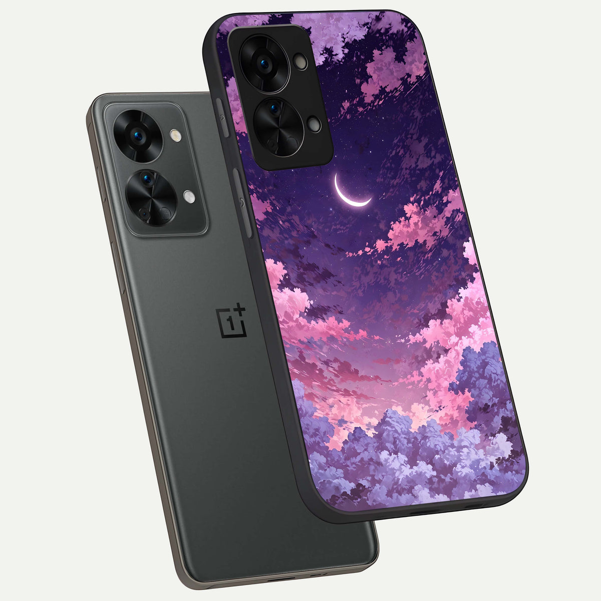  Sky Drift Clouds phone case For OnePlus Nord 2T showing premium glass back cover with detailed artwork
