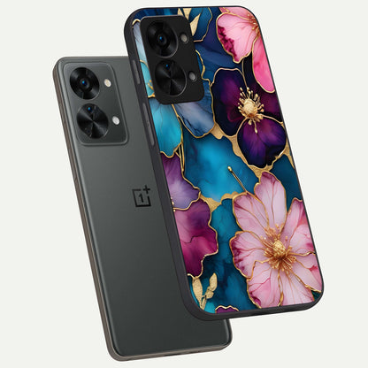  Sparkle Floral phone case For OnePlus Nord 2T showing premium glass back cover with detailed artwork