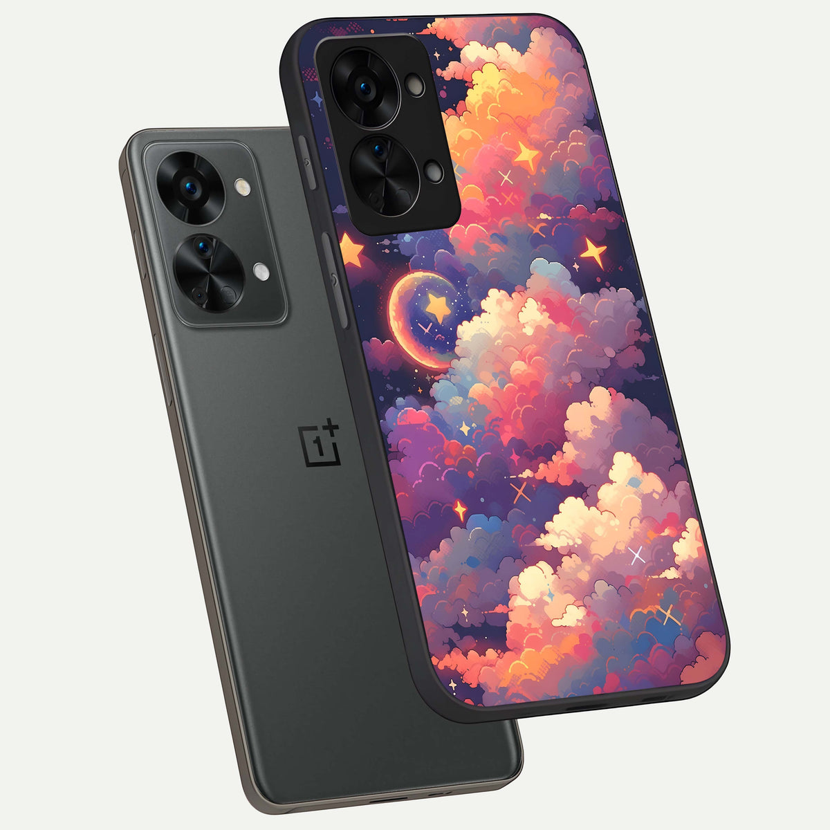  Starlit Dream Clouds phone case For OnePlus Nord 2T showing premium glass back cover with detailed artwork