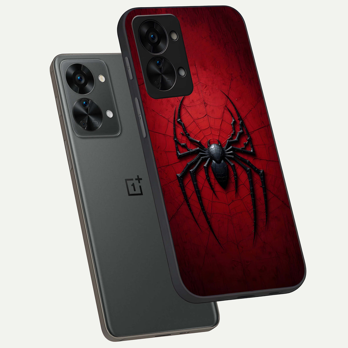  Superhero Web Emblem phone case For OnePlus Nord 2T showing premium glass back cover with detailed artwork
