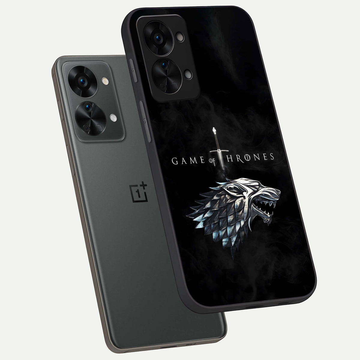  Throne Wolf Legacy phone case For OnePlus Nord 2T showing premium glass back cover with detailed artwork