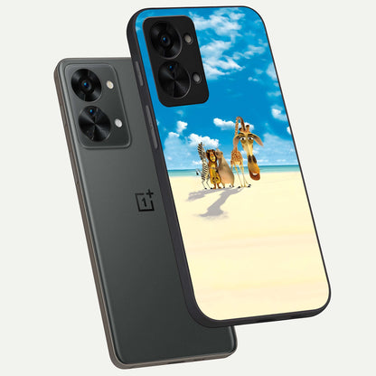  Tropical Fun Squad phone case For OnePlus Nord 2T showing premium glass back cover with detailed artwork