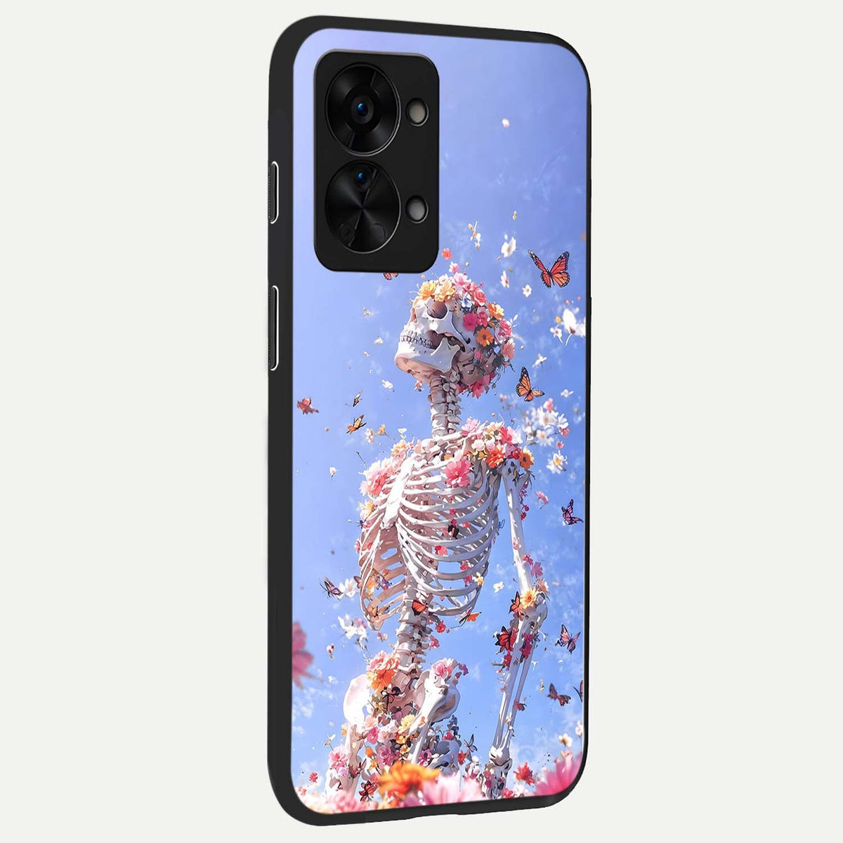  Bloom Beyond Bones back cover For OnePlus Nord 2T slim fit glass case with vibrant aesthetic design