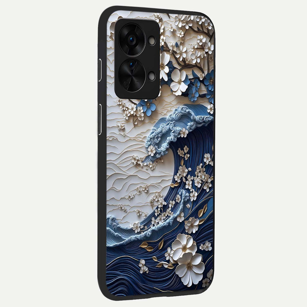  Blossom Wave Art back cover For OnePlus Nord 2T slim fit glass case with vibrant aesthetic design
