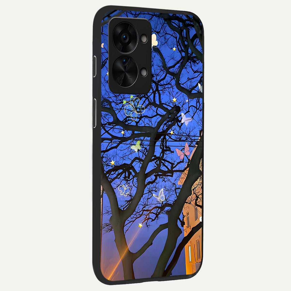  Butterfly Night Magic back cover For OnePlus Nord 2T slim fit glass case with vibrant aesthetic design