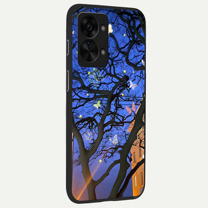 Butterfly Night Magic back cover For OnePlus Nord 2T slim fit glass case with vibrant aesthetic design