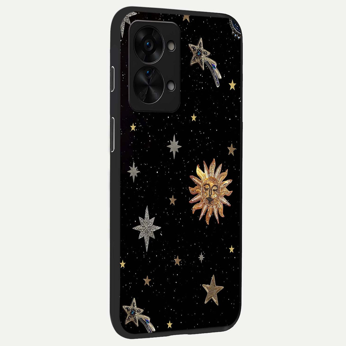  Celestial Moon With Stars back cover For OnePlus Nord 2T slim fit glass case with vibrant aesthetic design