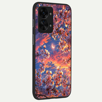  Celestial Sakura Sunset back cover For OnePlus Nord 2T slim fit glass case with vibrant aesthetic design