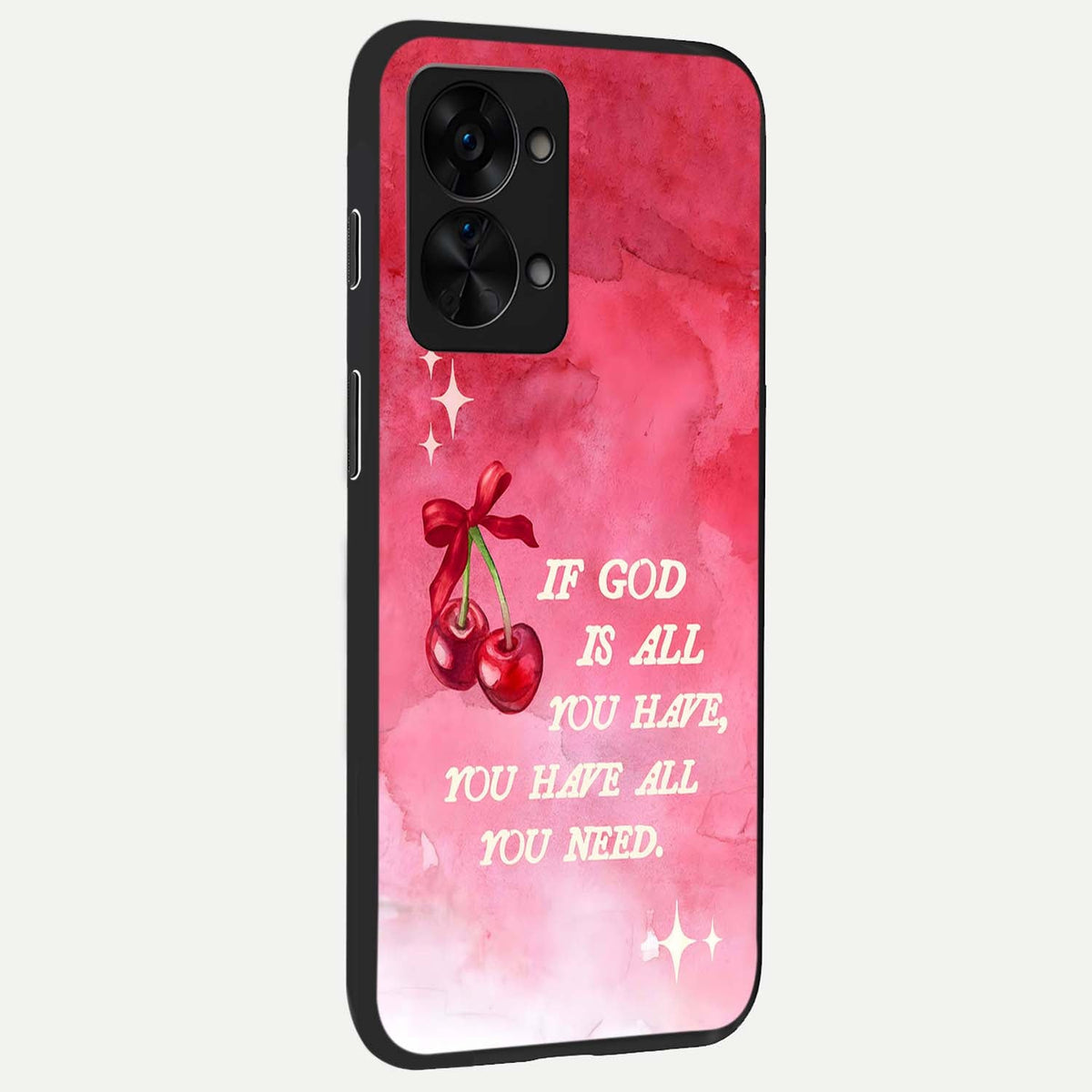  Cherry Quote back cover For OnePlus Nord 2T slim fit glass case with vibrant aesthetic design