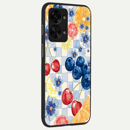  Citrus Bloom Joy back cover For OnePlus Nord 2T slim fit glass case with vibrant aesthetic design