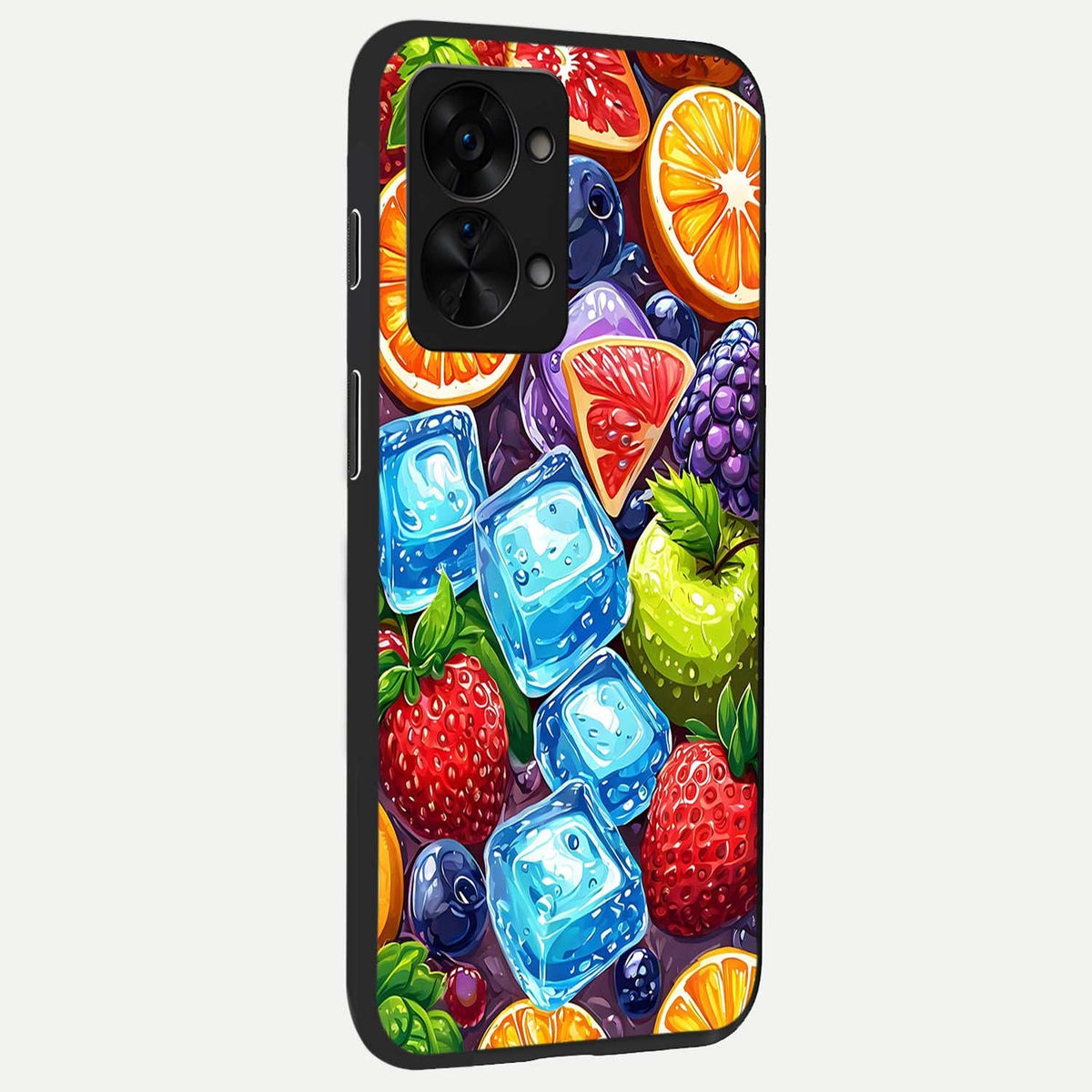  Colorful Fruits with Ice back cover For OnePlus Nord 2T slim fit glass case with vibrant aesthetic design