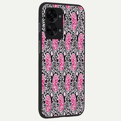  Crimson Paisley Charm back cover For OnePlus Nord 2T slim fit glass case with vibrant aesthetic design