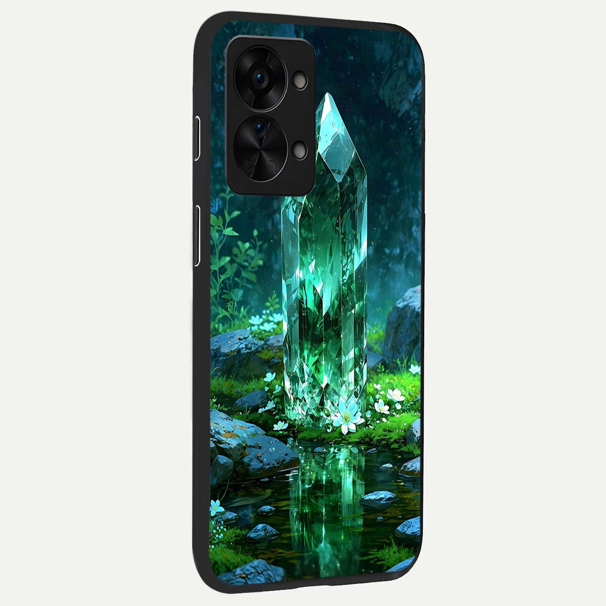  Emerald Light Crystal back cover For OnePlus Nord 2T slim fit glass case with vibrant aesthetic design