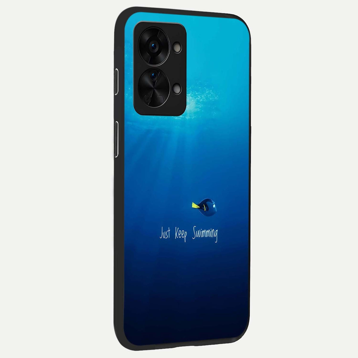  Just Keep Swimming back cover For OnePlus Nord 2T slim fit glass case with vibrant aesthetic design
