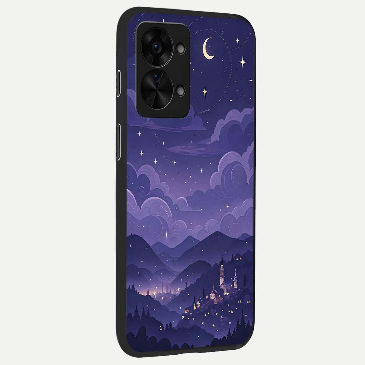  Minimal Night View back cover For OnePlus Nord 2T slim fit glass case with vibrant aesthetic design