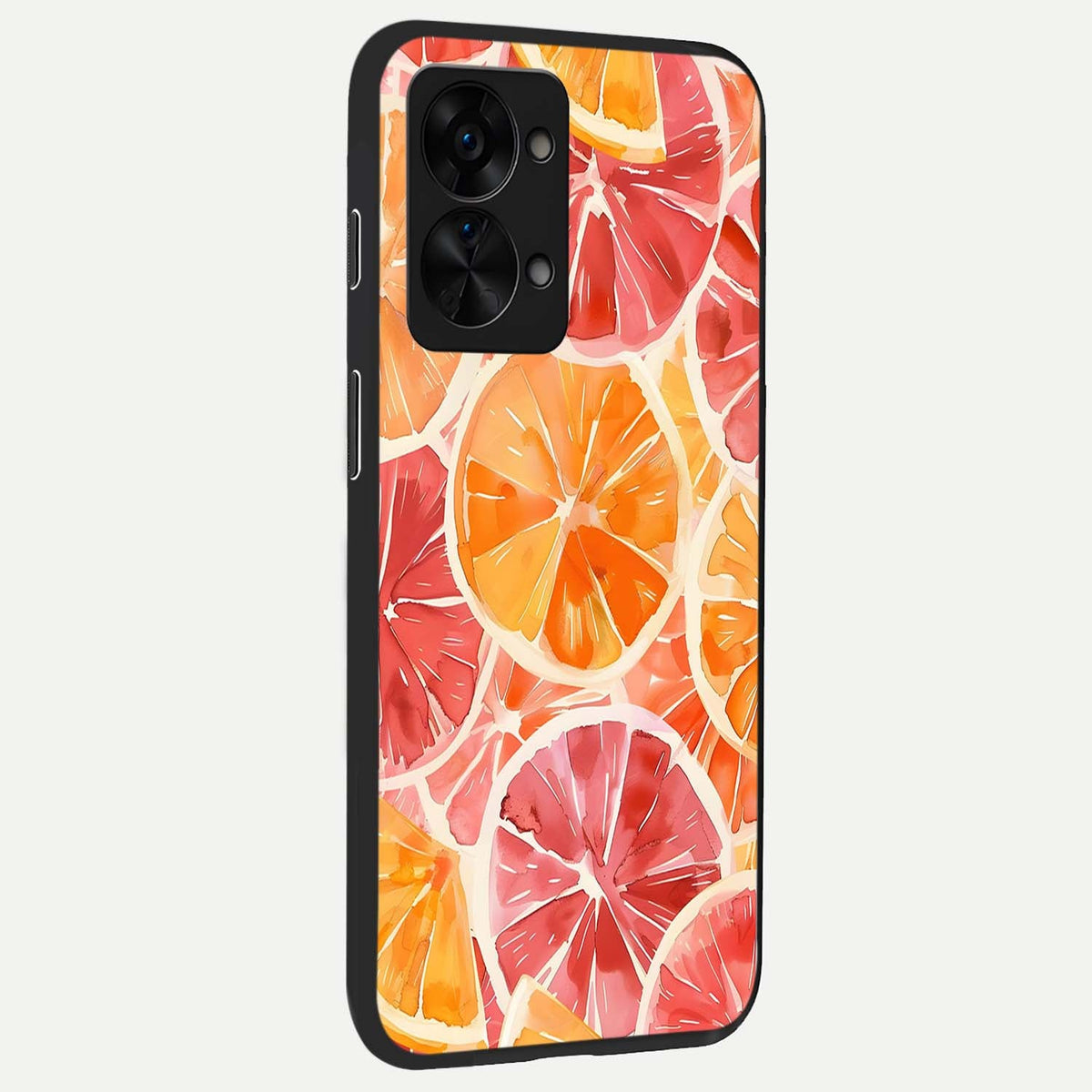  Orange Fruits Pattern back cover For OnePlus Nord 2T slim fit glass case with vibrant aesthetic design