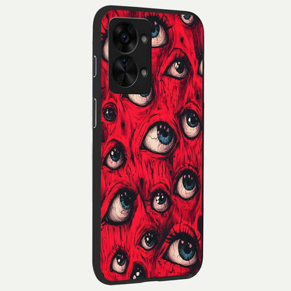  Red Eyes Pattern back cover For OnePlus Nord 2T slim fit glass case with vibrant aesthetic design