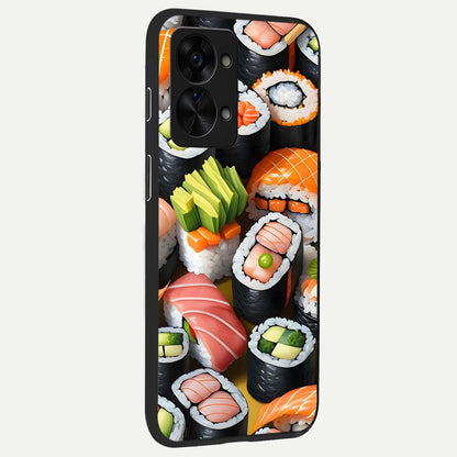  Sushi Food Pattern back cover For OnePlus Nord 2T slim fit glass case with vibrant aesthetic design