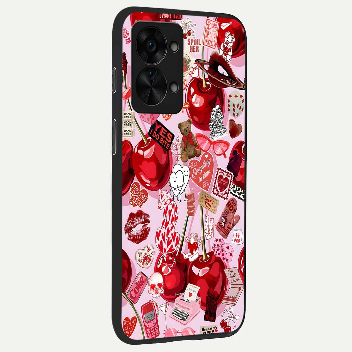  Sweet Cherry Chaos back cover For OnePlus Nord 2T slim fit glass case with vibrant aesthetic design