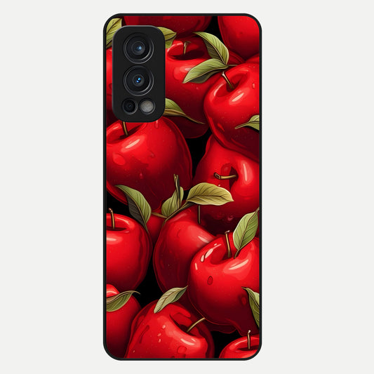 Apple Pattern Glass Case For OnePlus Nord 2 back cover – full design glossy printed glass finish