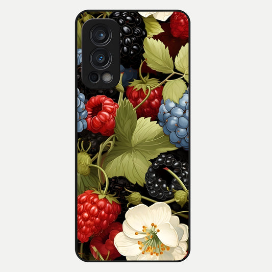  Berry Bloom Charm Glass Case For OnePlus Nord 2 back cover – full design glossy printed glass finish