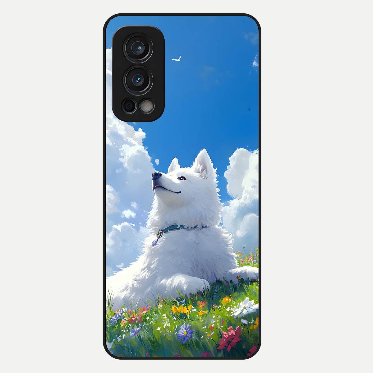 Blissful Cloud Pup Glass Case For OnePlus Nord 2 back cover – full design glossy printed glass finish